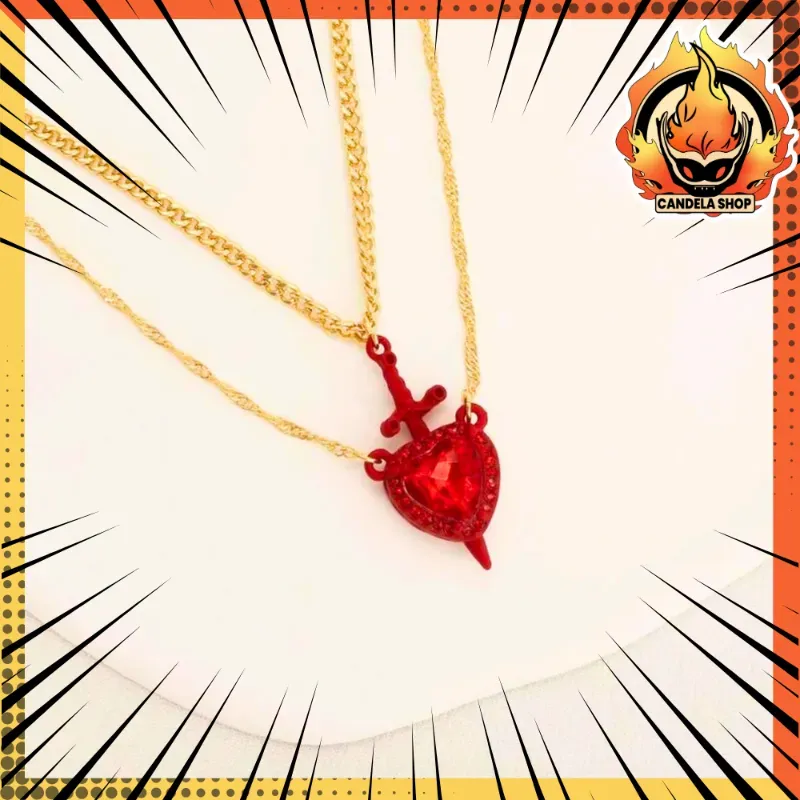 ⚔️ ¡COLLAR CORAZÓN Y ESPADA DORADO! ✨️