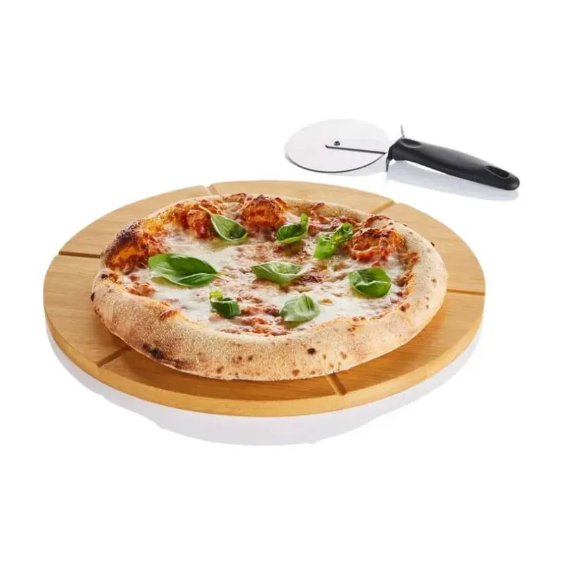 Tabla de bambú para pizza con cortapizzas