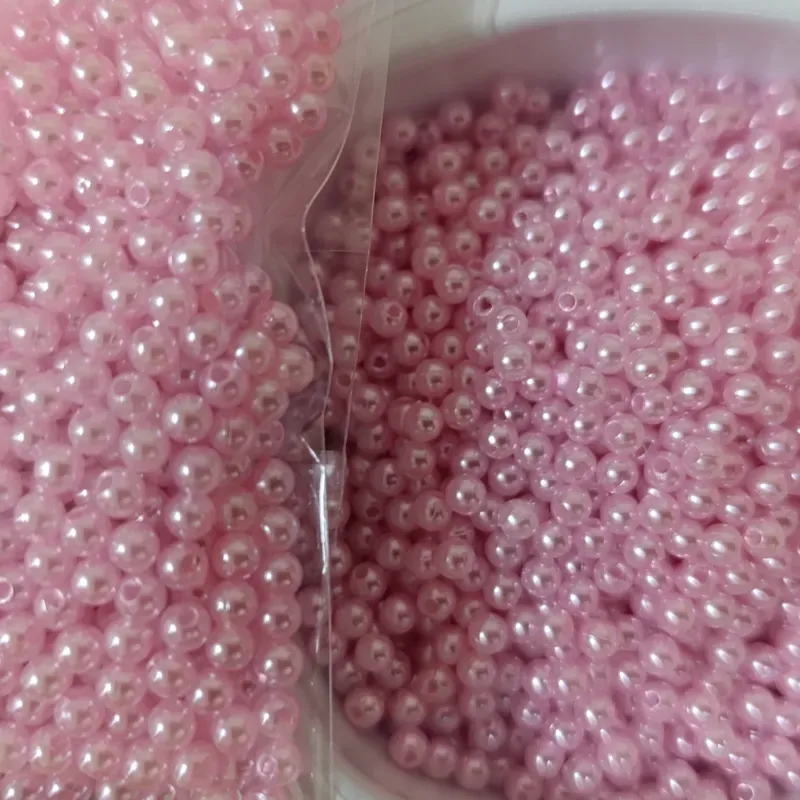 Perla plástica rosada perlada de 4 milímetros