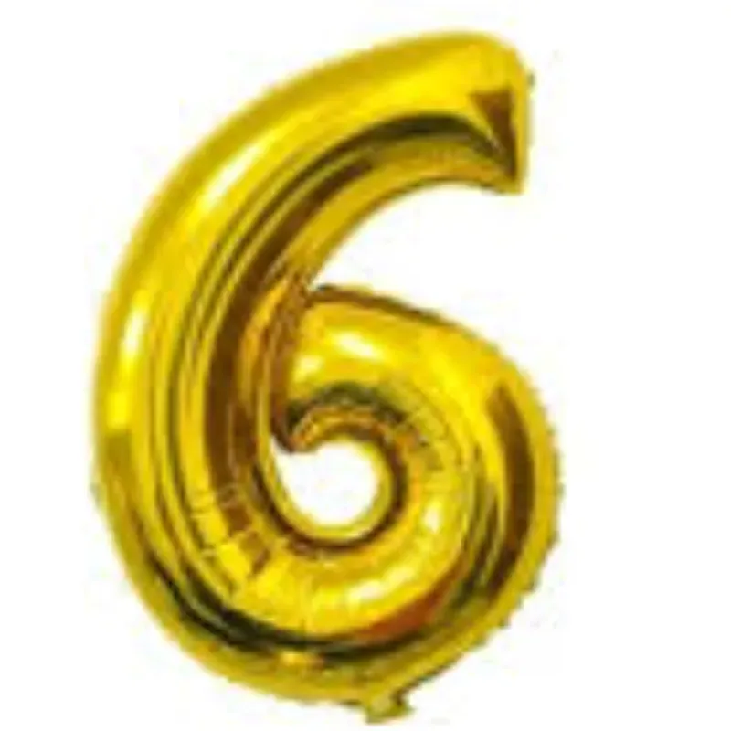 Globo Número 6 Dorado    16 pulgadas