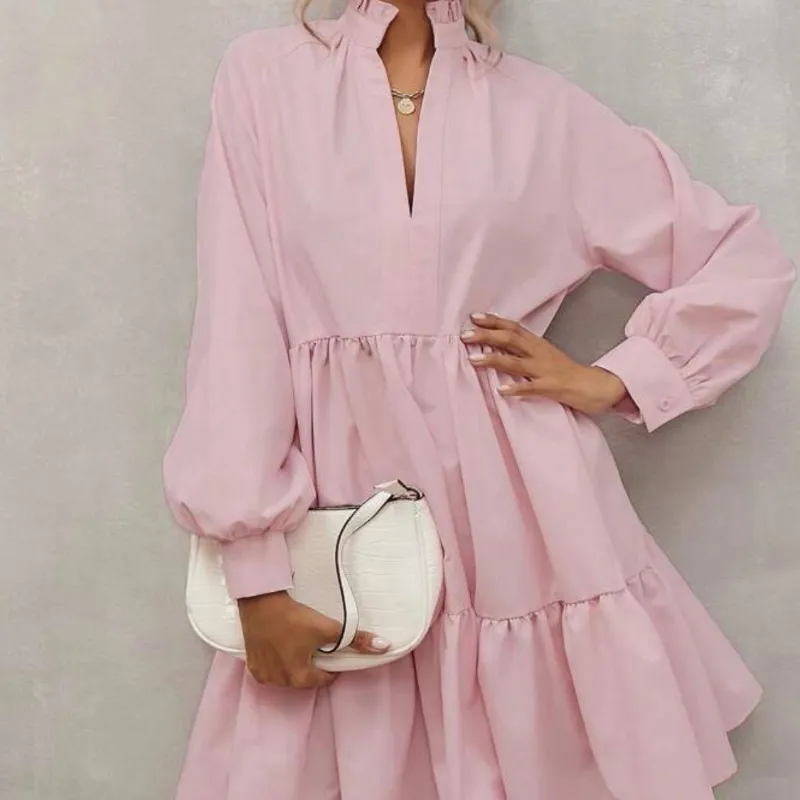 Vestido de bata rosa claro