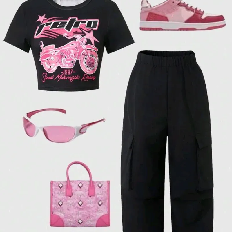  Conjunto de blusa y pantalón — Negro