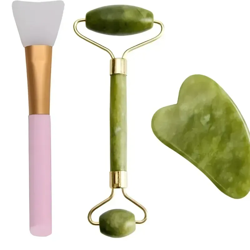 Juego de rodillo de jade, gua sha y aplicador ✨