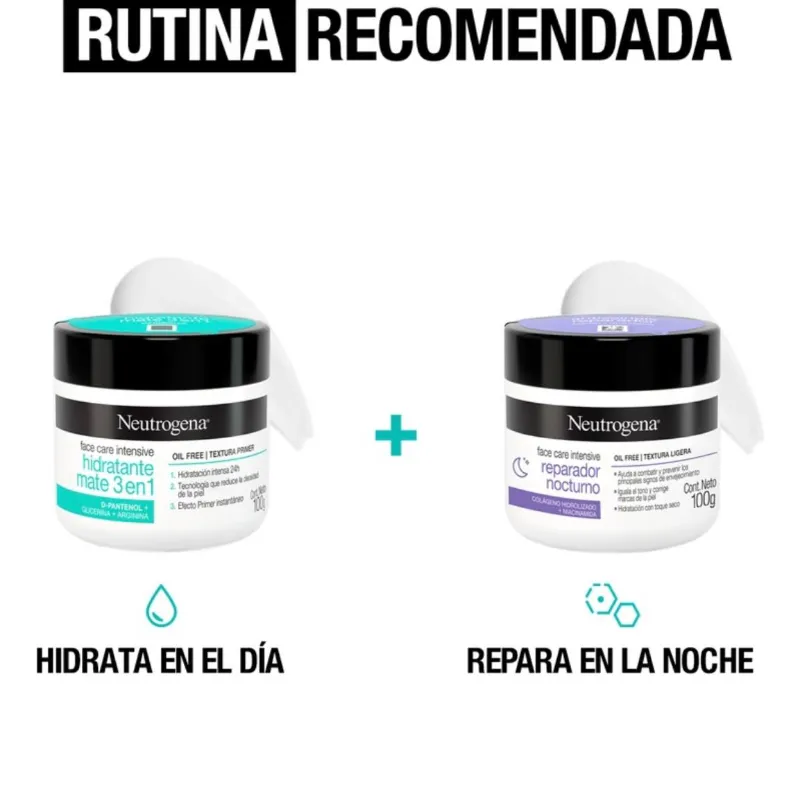 Neutrogena crema facial de día y de noche hidratación intensa 24 horas, ayuda a combatir a prevenir los signos de envejecimiento, iguala el tono corrige marcas de la piel