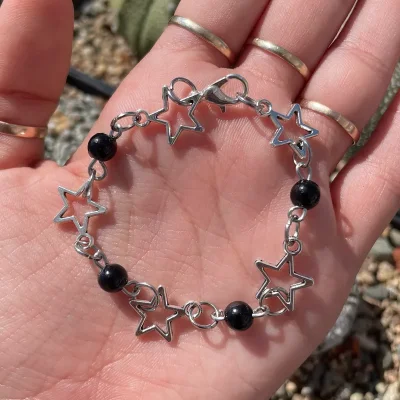 Pulsera de Estrellas y perlas negras