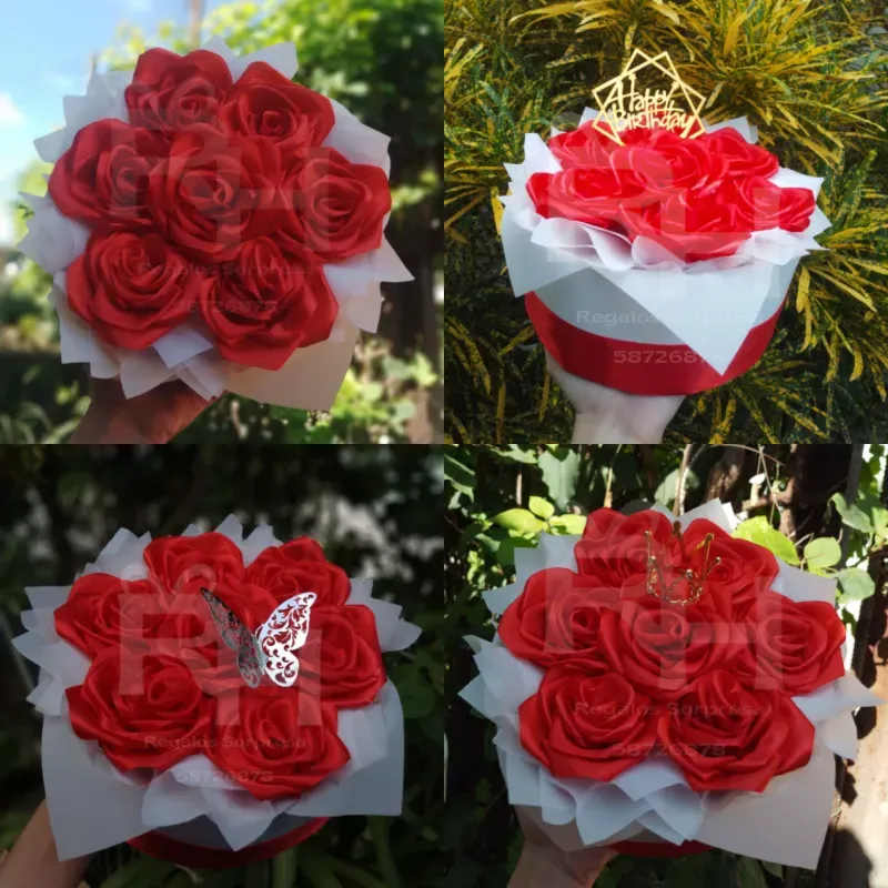 Cajita circular con 7 rosas eternas