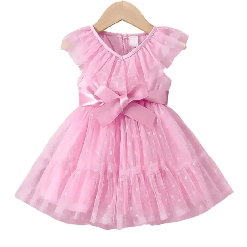 VESTIDO PARA NIÑA	ROSA, MALLA LUNARES