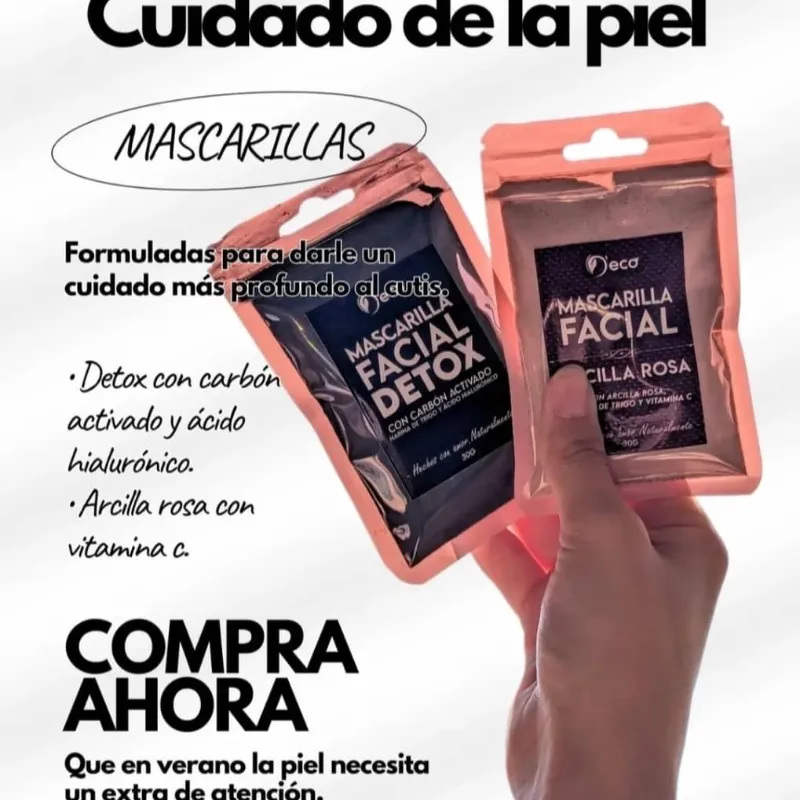 Mascarilla Detox de carbón activado o Mascarilla de arcilla rosa