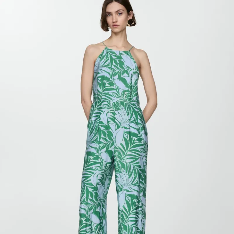 Mono pantalón halter estampado