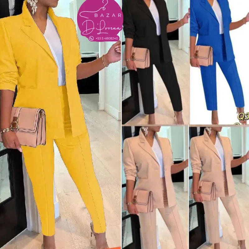 Conjunto de blusa, pantalón y blazzer
