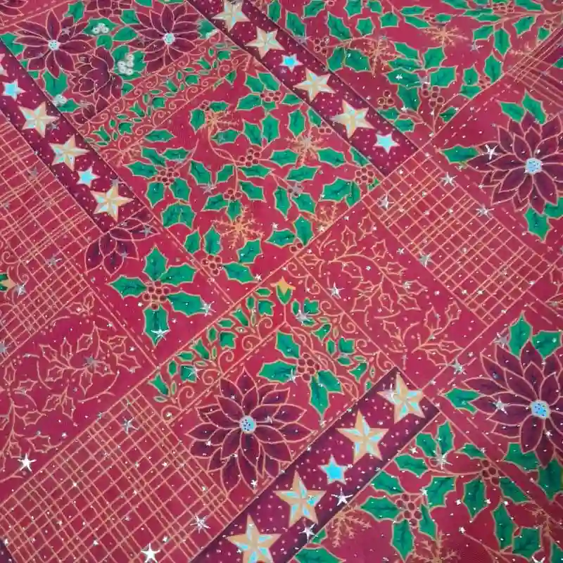 Tela navideña 3 con estrellas a relieve