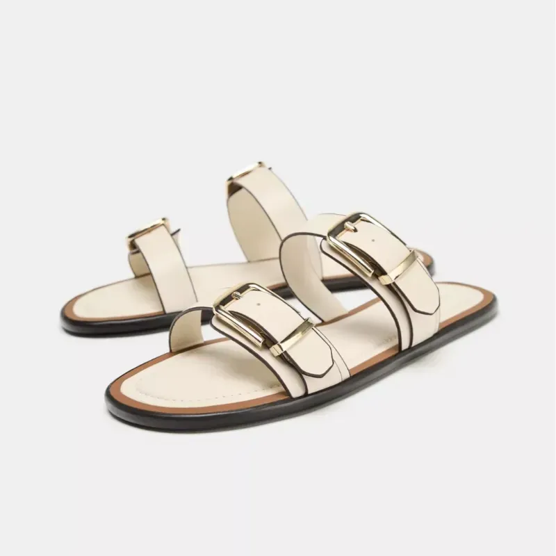 SANDALIA PLANA DOBLE TIRA HEBILLA