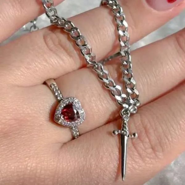 Juego de pulsera  de espada y anillo para parejas