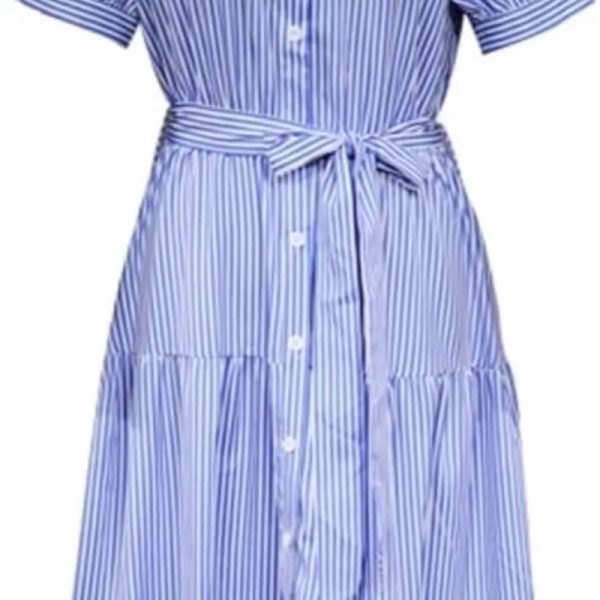 Vestido largo a rayas azules