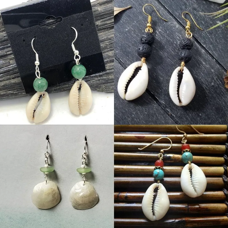 Aretes marinos y piedras preciosas