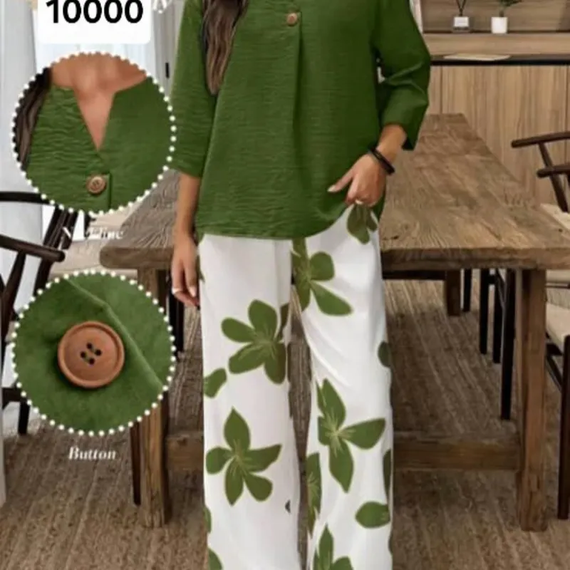 Conjunto de pantaloneta verde de flores