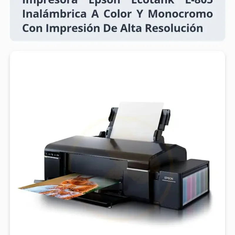 ️ Epson – EcoTank L-805 Inalámbrica a Color y Monocromo 