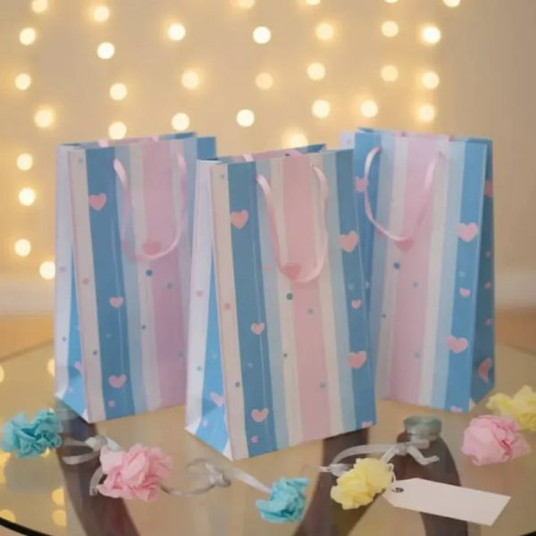 Bolsa mediana Azul y rosa a rayas