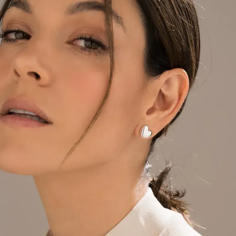 Aretes Corazón Mini Chunky - Silver