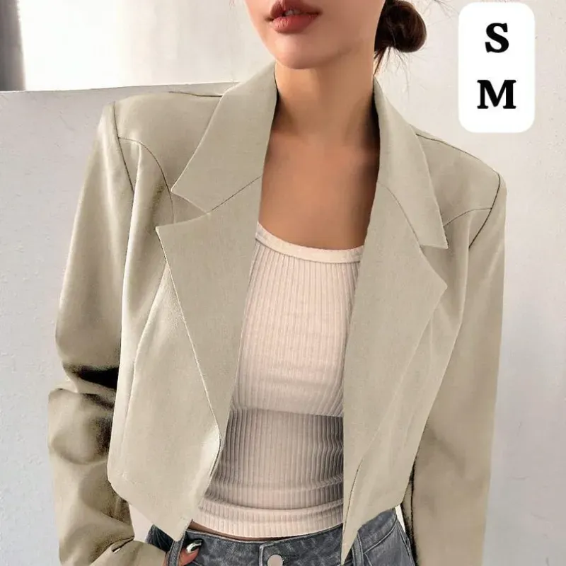  Blazer Cropped Beige – Sofisticación neutra con estilo contemporáneo