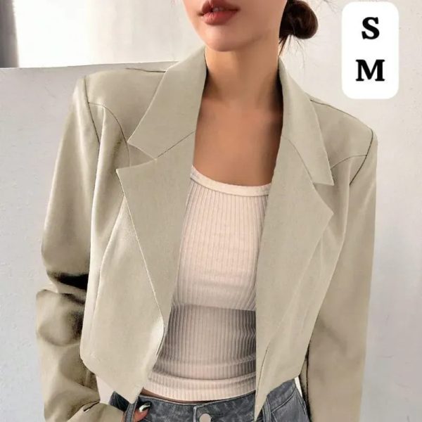  Blazer Cropped Beige – Sofisticación neutra con estilo contemporáneo