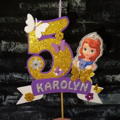 Vela de número con nombre en foami (8cm)