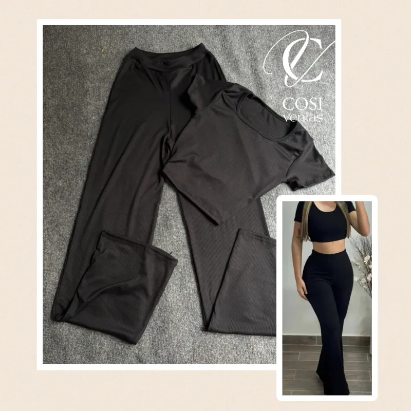 Juego de pantaloneta (cuello redondo) negro