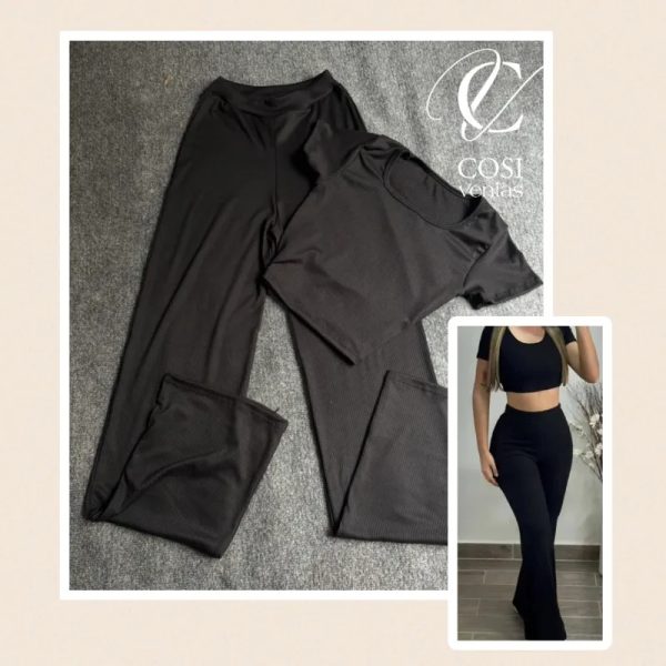 Juego de pantaloneta (cuello redondo) negro
