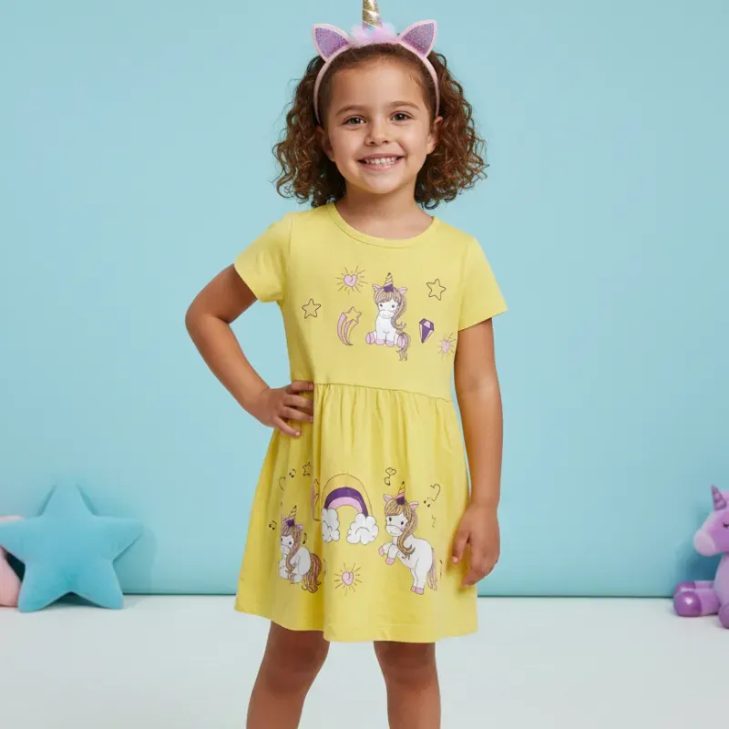 Vestido amarillo unicornios