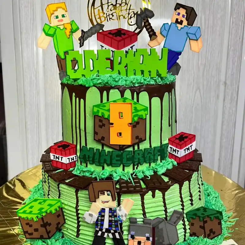 Cake con temática de Minecraft