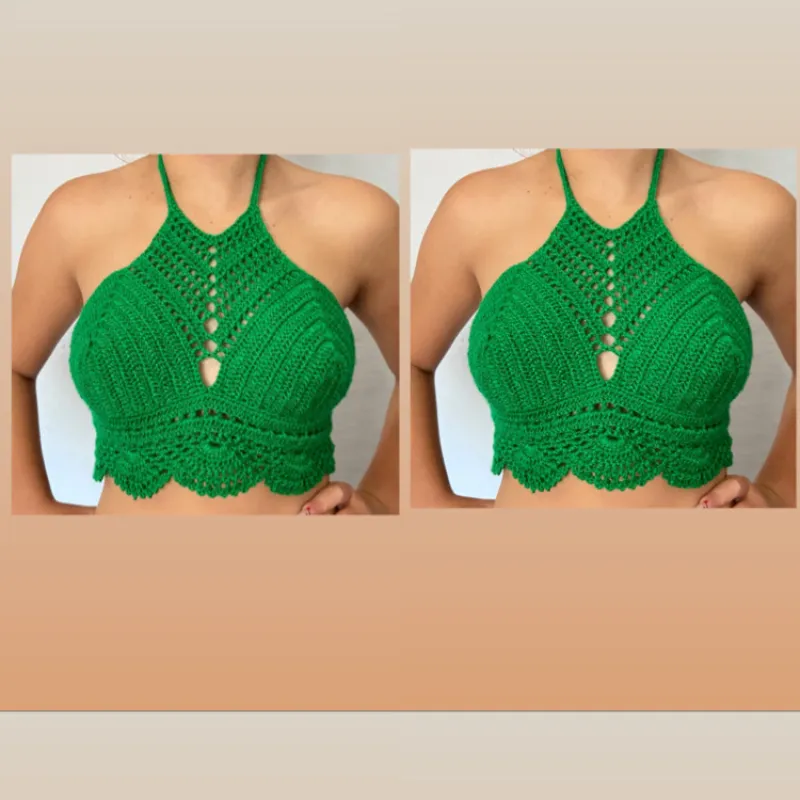 Haltertop con abanicos