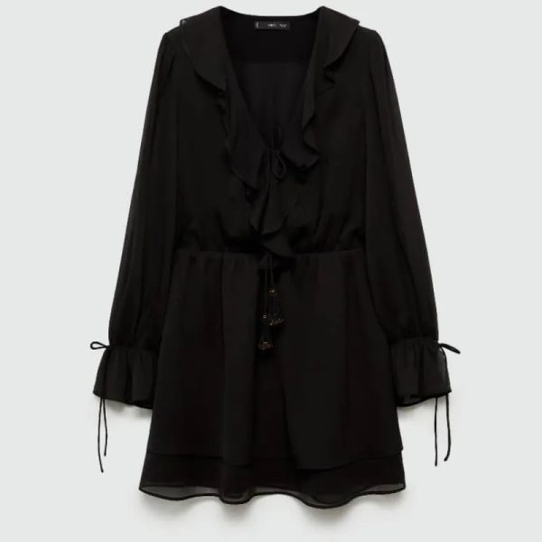Vestido negro de mangas