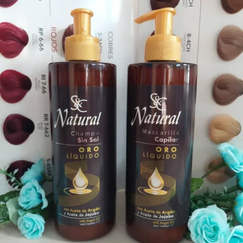 Juego de shampu oro liquido