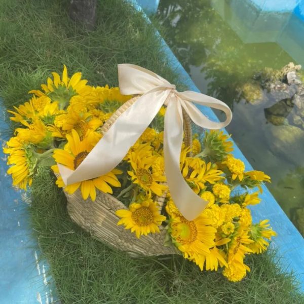 Cesta de girasoles