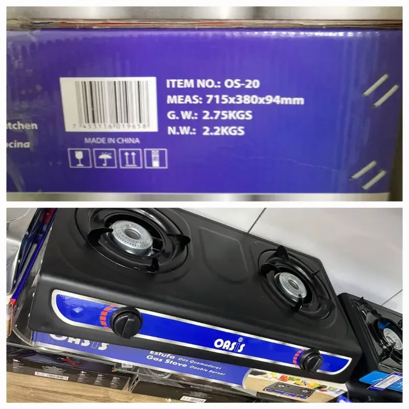 Estufa o cocina de gas de dos quemadores. Marca: OASIS