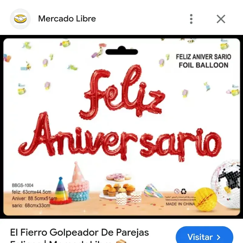 Set de globos Feliz Aniversario