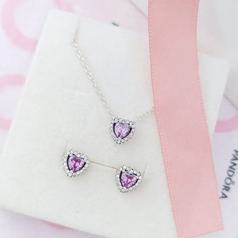 Conjunto Pandora Corazones Malvas