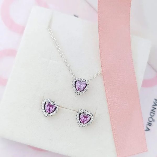 Conjunto Pandora Corazones Malvas
