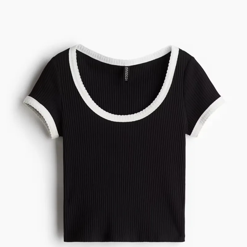 Camiseta de canalé H&M