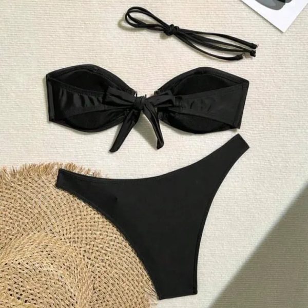 Bikinis negro de tope con lazo