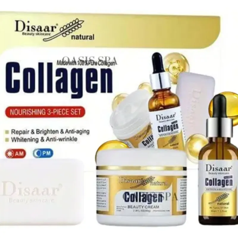 Disaar-Kit Natural de Colágeno de 3 Piezas(Jabón- Serum-Crema Hidratante)