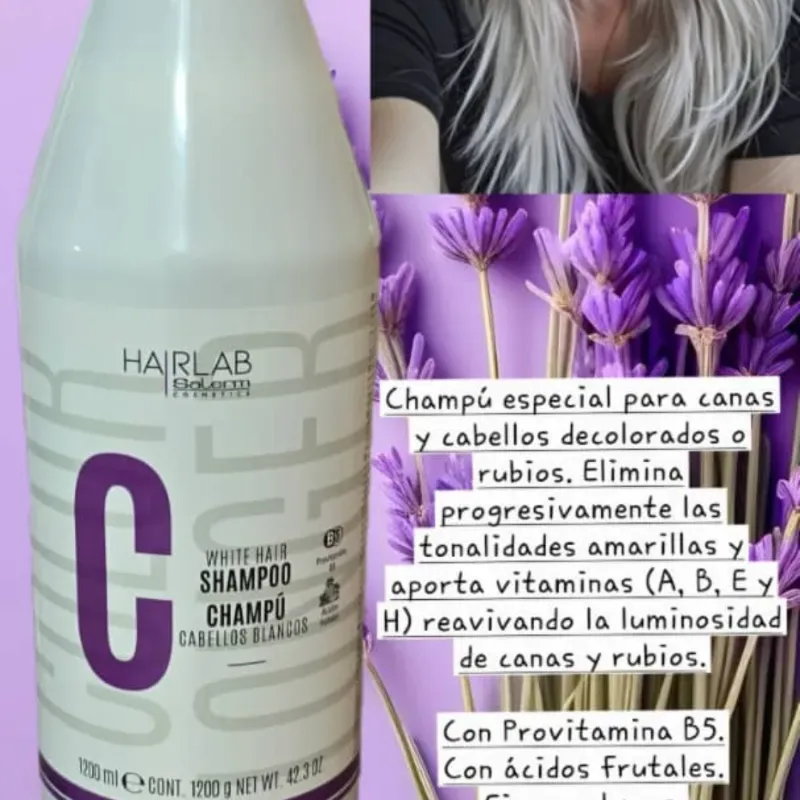 Shampoo matizador Salerm para cabellos blancos 1200ml