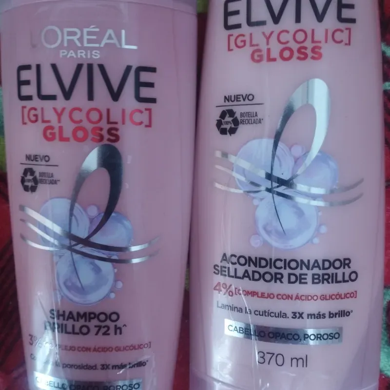 Juego de shampoo y acondicionador Loreal de ácido glicólico para brillo intenso