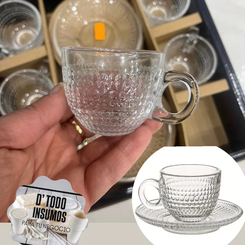 Set Tazas Café/Cristal Corrugado