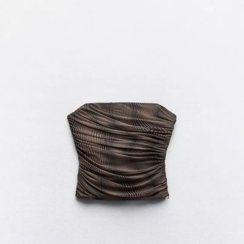 Top tul estampado palabra de honor