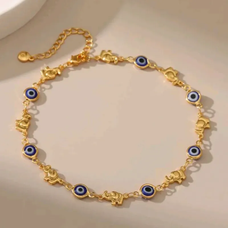 Tobillera de acero inoxidable con baño de oro