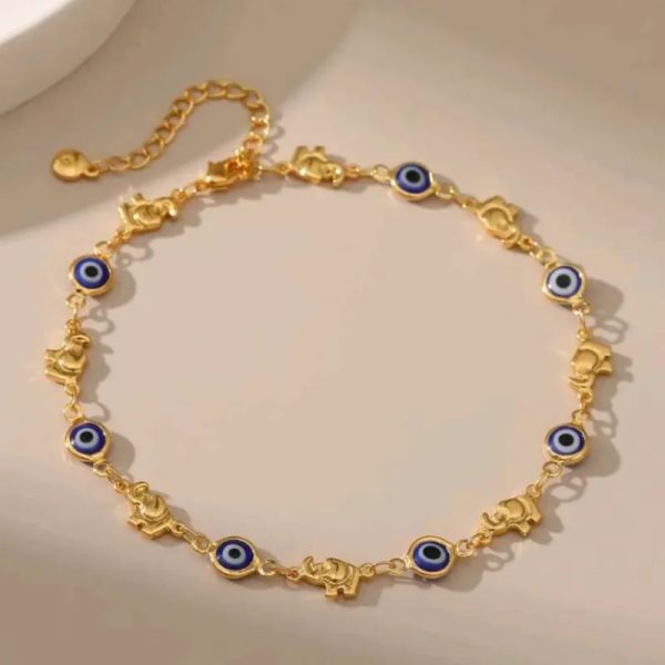 Tobillera de acero inoxidable con baño de oro