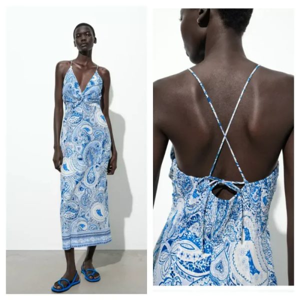 Vestido Zara azul estampado