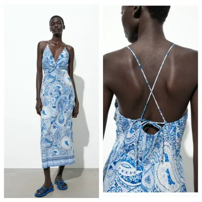 Vestido Zara azul estampado