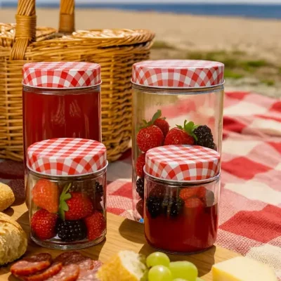 Pote de cristal con tapa metálica